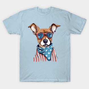 Patriotic Dog, 4th of July Design T-Shirt